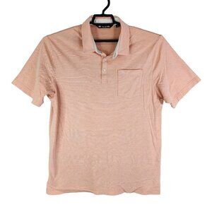 Mens TravisMathew Polo Shirt Orange Striped short sleeve Size L